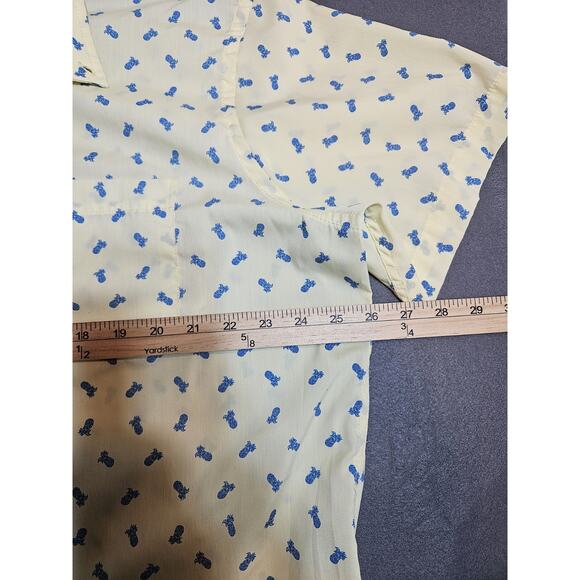 Izod Shirt Mens XXL Yellow Button Up Pineapple All Over Print Short Sleeve - Picture 4 of 7